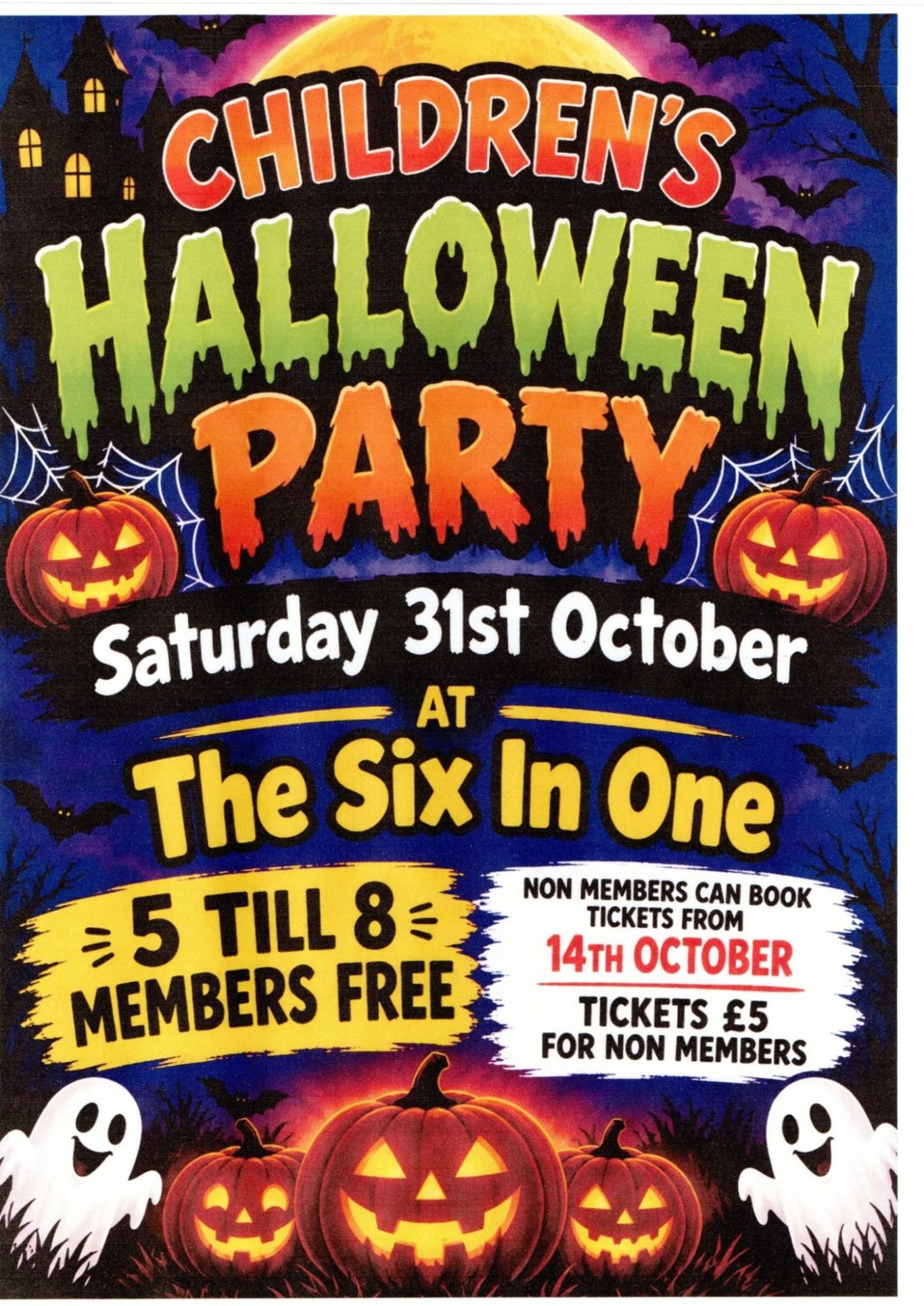 Saturday 31st Children's Halloween party (5-8)
